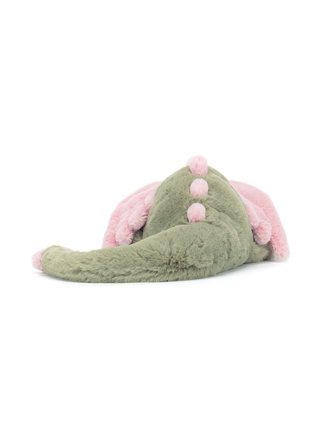Jellycat دراكون مالاكي العملاق - لعبة محشوة كبيرة جداً على شكل تنين أخضر ناعم بأجنحة وردية، حيوان محشو خيالي للأطفال، هدايا وزينة غرف - Image 3