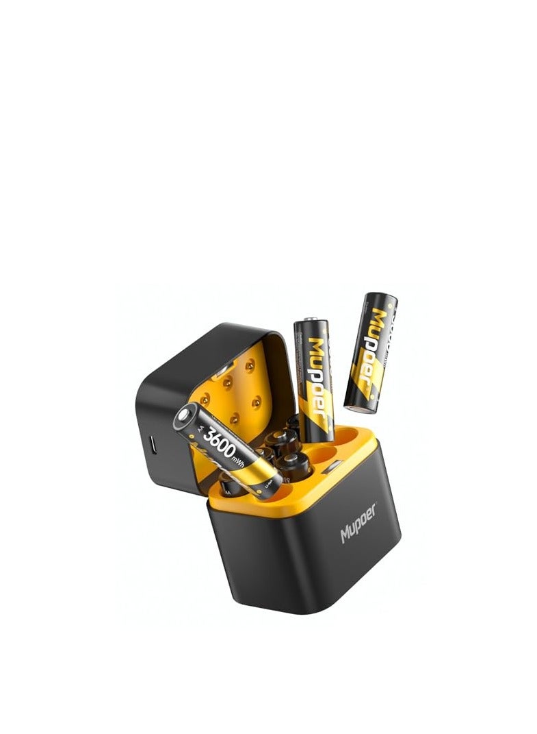 Battery case with 8 large rechargeable batteries, includes Type-C charging cable, long-lasting rechargeable battery, rechargeable battery, battery charging, batteries, rechargeable batteries, battery charger, battery charging box, battery storage case.  - Image 1