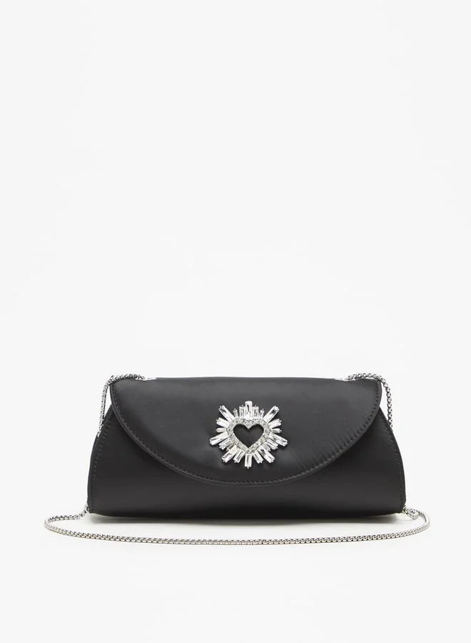 Celeste Women's Embellished Crossbody Bag with Button Closure and Chain Strap