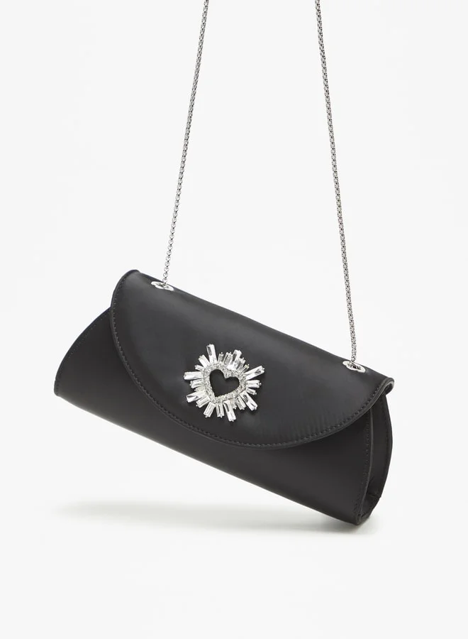 Celeste Women's Embellished Crossbody Bag with Button Closure and Chain Strap