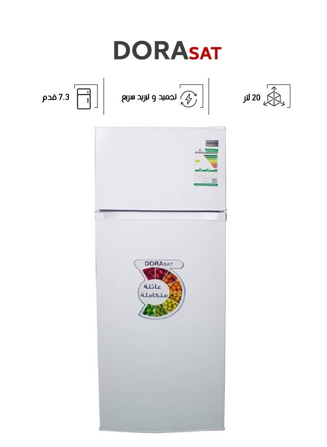 Dora Sat Two-Door Refrigerator - Ice - 206 Liters - 7.3 Feet - White - DS210DF - Image 1