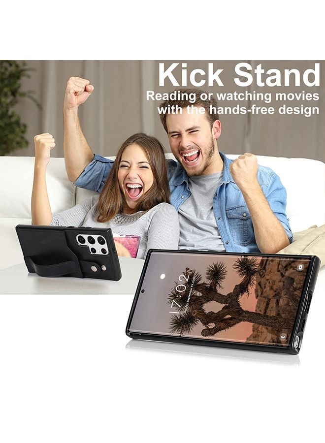 حقيبة هاتف فائق، حقيبة متعددة الوظائف مزودة بسوار وجيب، غطاء هاتف حجب (أسود) - Image 3