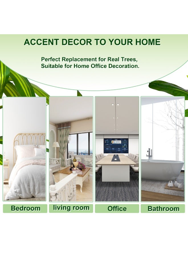 MirageBotanics Artificial Banana 3 Trunks Tree Fake Leaf Plant Tall Tree Faux Banana Leaves with White UV Planter for Home Swimming Pool Outdoor Patio Tropical Decor - Image 5