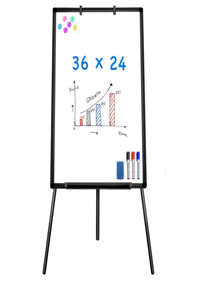 Maxtek Easel Whiteboard - Magnetic Portable Dry Erase Easel Board 36 x 24 Tripod Whiteboard Height Adjustable Flipchart Easel Stand White Board for Office or Teaching at Home & Classroom (Black) - Image 1