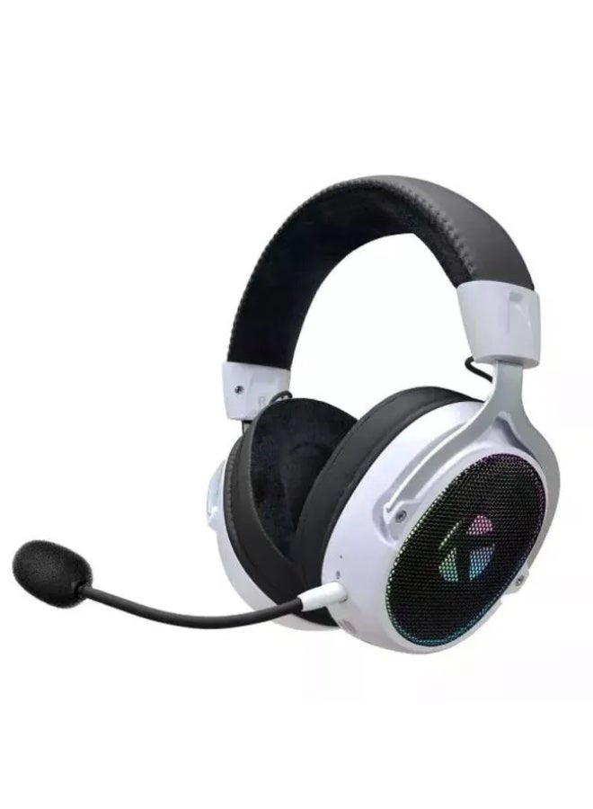 k Gaming KGaming K10 Tri-Mode Wireless Gaming Headset with Noise Cancelling Mic, RGB - Black/White - Image 1