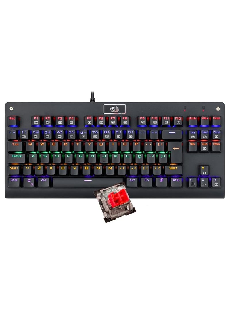 Redragon K568 Dark Avenger Mechanical Gaming Keyboard – Rainbow Backlit, Red Switches, Anti-Ghosting, Compact Design for PC Gamers - Image 1