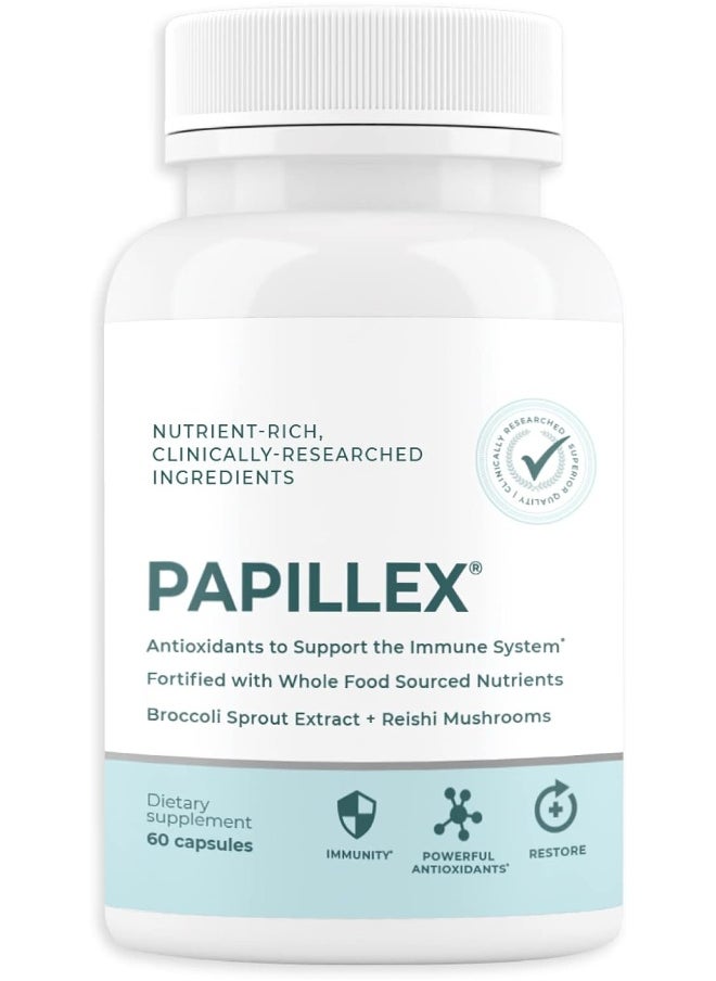 Papillex - Food Supplement Tablets - All Natural Immune Support and Defense - Best Immune System Response - Organic 60 Capsules Bottle (Single Bottle) - Image 1