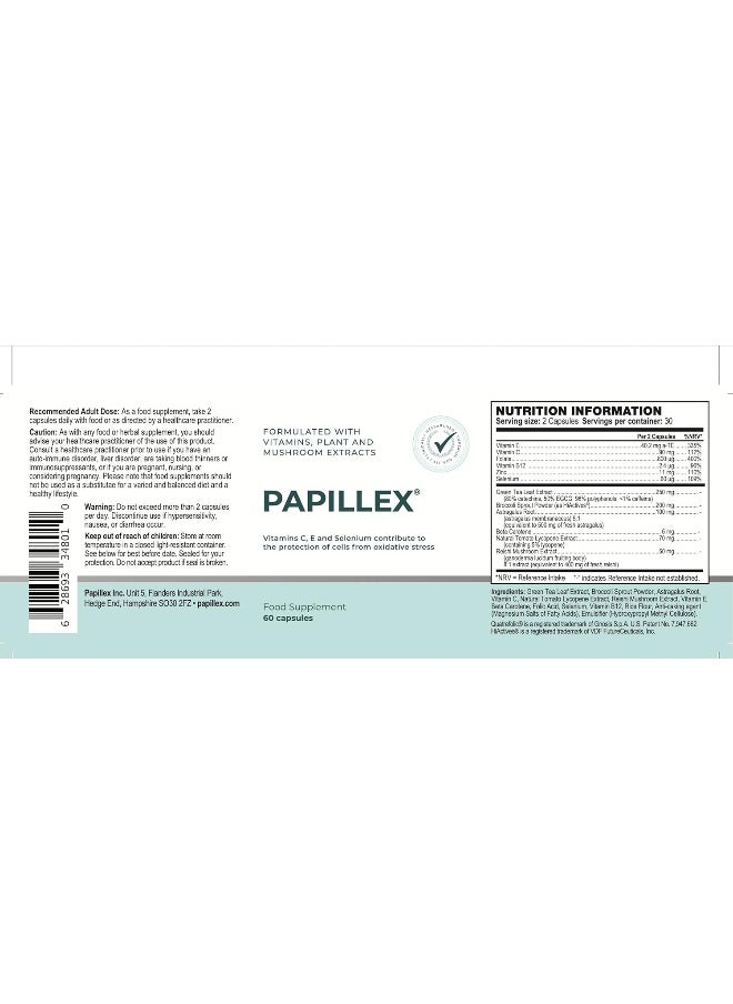 Papillex - Food Supplement Tablets - All Natural Immune Support and Defense - Best Immune System Response - Organic 60 Capsules Bottle (Single Bottle) - Image 1