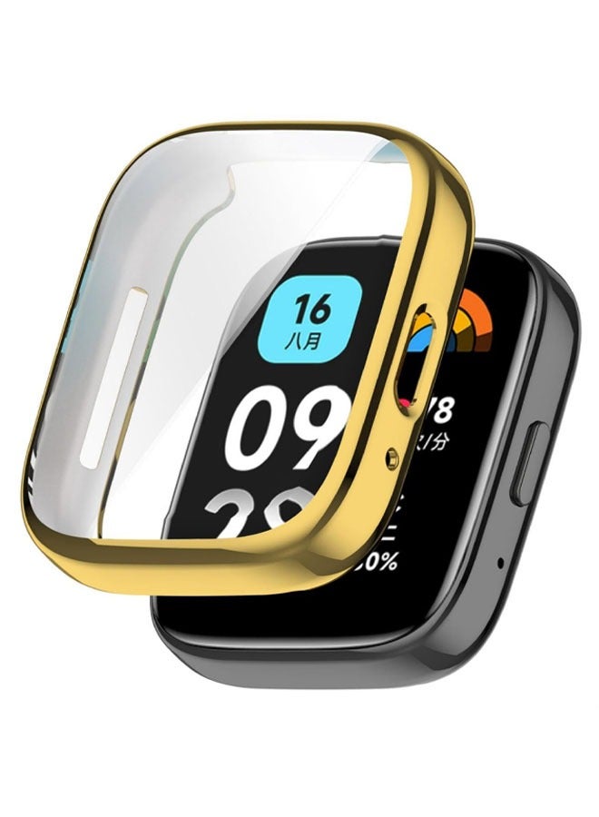 حافظة مكونة من قطعتين متوافقة مع ساعة Xiaomi Redmi Watch 3 lite / Xiaomi Redmi Watch 3 حافظة واقية مقاومة للصدمات من مادة TPU النشطة باللون الذهبي والأسود - Image 2