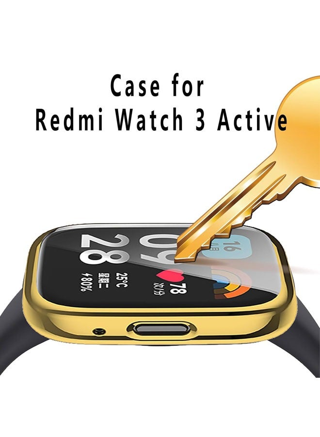حافظة مكونة من قطعتين متوافقة مع ساعة Xiaomi Redmi Watch 3 lite / Xiaomi Redmi Watch 3 حافظة واقية مقاومة للصدمات من مادة TPU النشطة باللون الذهبي والأسود - Image 4