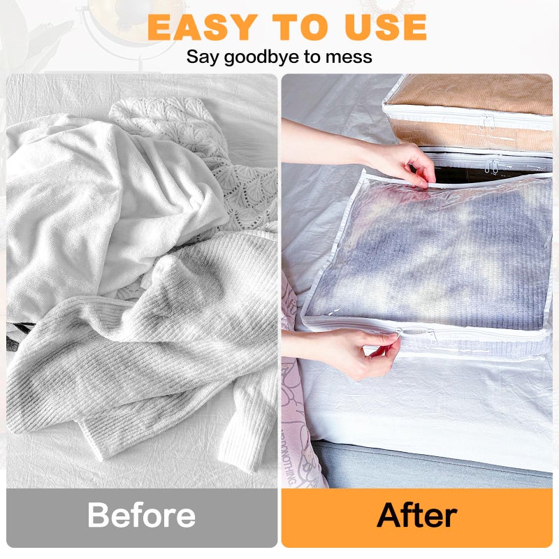 Heonay Clear Zippered Storage Bags Plastic Sweater Storage Bags with Zipper 6 Packs Clothing Organizer for Blankets Linen Sweater Bed Sheet Quilt Clothes Pillow (15.7 x 13.8 x 3.9 Inch) - Image 4