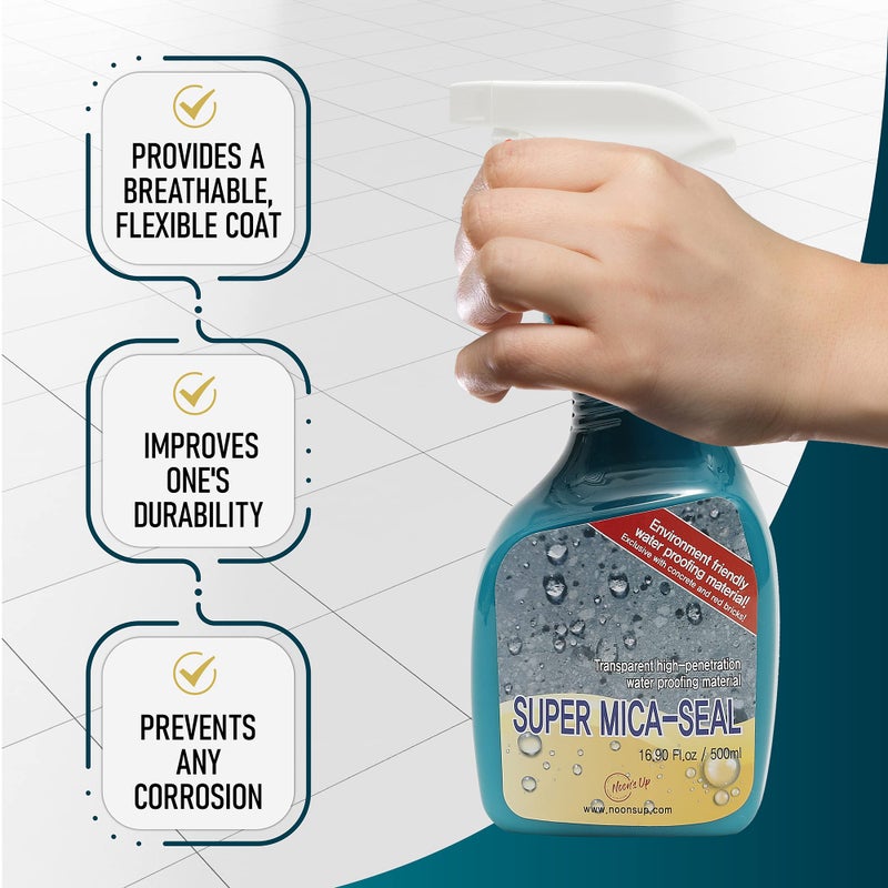 NOON's UP Super Mica-Seal Waterproof Spray | Greatly Penetrating Concrete Sealer Outdoor Waterproof Sealant | Bird Bath Sealant & Outdoor Cement Sealer | Concrete Sealer Spray (16.90 Fl Oz.) - Image 3