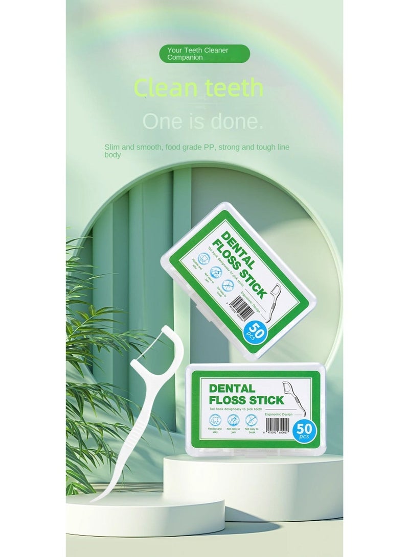 QZ 100-Pcs 50*2 Dental Floss Toothpick,Teeth Stick,Tooth Picks,Floss Picks,Teeth Cleaning，Family Size (100 Picks) - Image 1