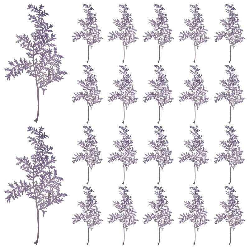 48 Dried Purple Artemisia Leaves For DIY Pressed Crafts Resin Bookmarks - Image 2
