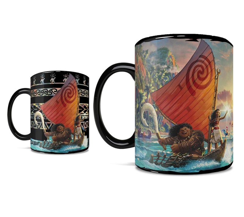 Morphing Mugs Disney Moana Demigod Maui with Heihei and TeFiti One 16 oz Heat Sensitive Clue Mug Full Image Revealed When HOT Liquid Is Added