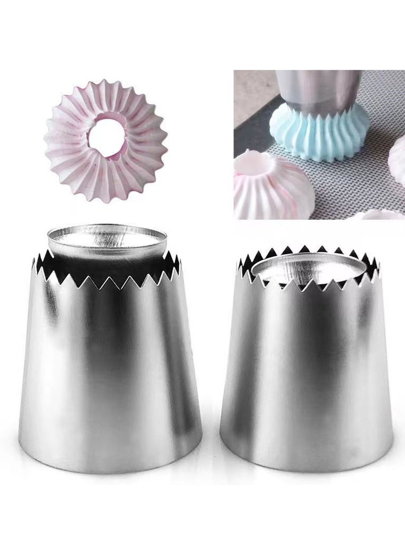 Generic - 1 Set/2pcs, Cookies Mold Kits, Cream Piping Tips Sultan Ring Cake Decorating Mold, Baking Accessory, Sultan Tube Icing Piping Nozzles Cookie Biscuit Ice Cream Pastry Tips Cake Decorating Tools - Image 1