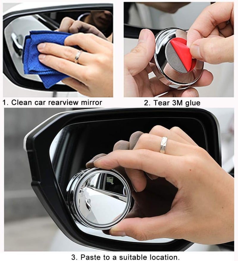 ESreake yusheng 2PCS Mini Small Blind Spot Mirror, 1.57"(40mm) Smaller Round HD Glass Convex Rear View Mirror,Strong Adhesive Mirror for Car, Vehicles(1-9/16"(40mm), Silver frame) - Image 5