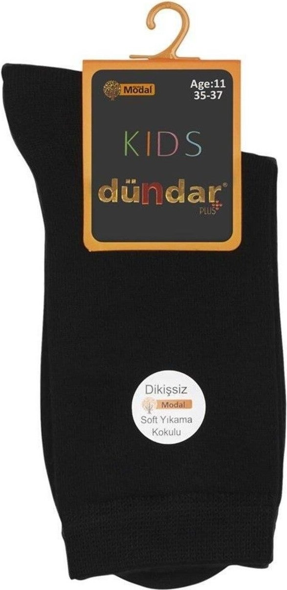 Dündar Çorap Dundar Socks Plus Kids Modal Seamless Sweat-Proof Socks Black 3 Years 6-Pack 8177