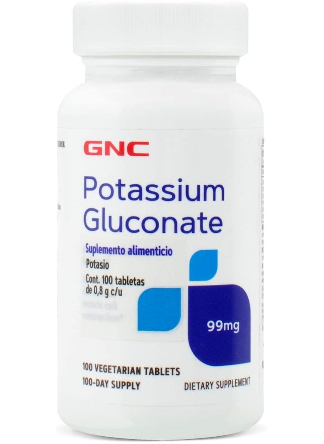 GNC Potassium Gluconate 99Mg, 100 Tablets, Supports Normal Muscle Function  - Image 1