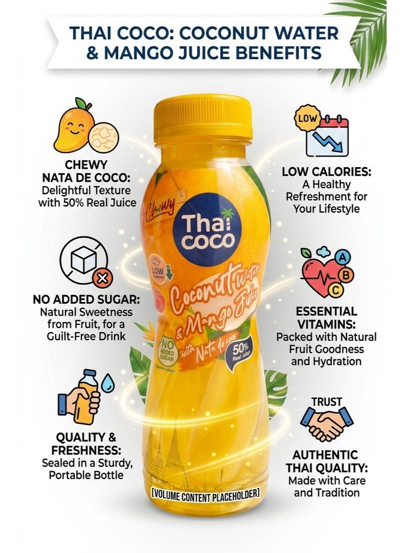 Thai Coco Coconut Water & Mango Juice with Nata de Coco 320ml - Image 3