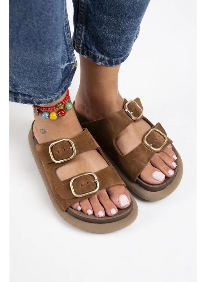 Manijero  Lavanda Women's Genuine Leather Double Buckle Flip-Flop. for Women | Best Price UAE