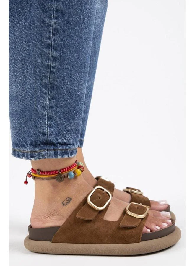 Lavanda Women's Genuine Leather Double Buckle Flip-Flop.