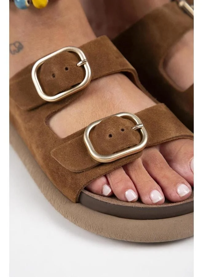 Manijero  Lavanda Women's Genuine Leather Double Buckle Flip-Flop. for Women | Best Price UAE