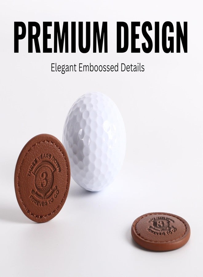 CybGene 3 Year for Her Golf Ball Markers (Tan, Set of 2), 3 Year Anniversary Leather Golf Markers Golf Accessories, Birthday, Christmas - Image 5