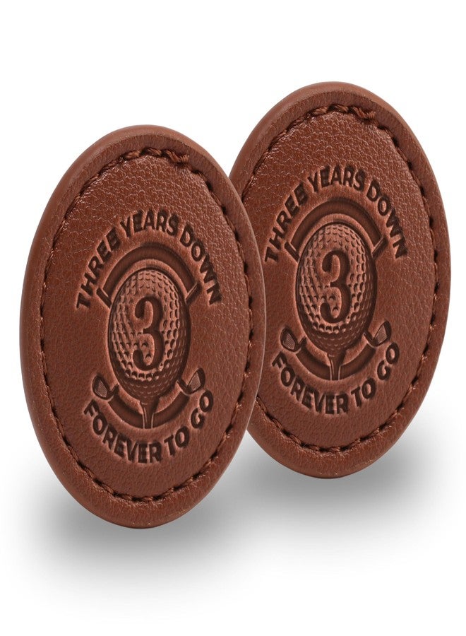 CybGene 3 Year for Her Golf Ball Markers (Tan, Set of 2), 3 Year Anniversary Leather Golf Markers Golf Accessories, Birthday, Christmas - Image 1
