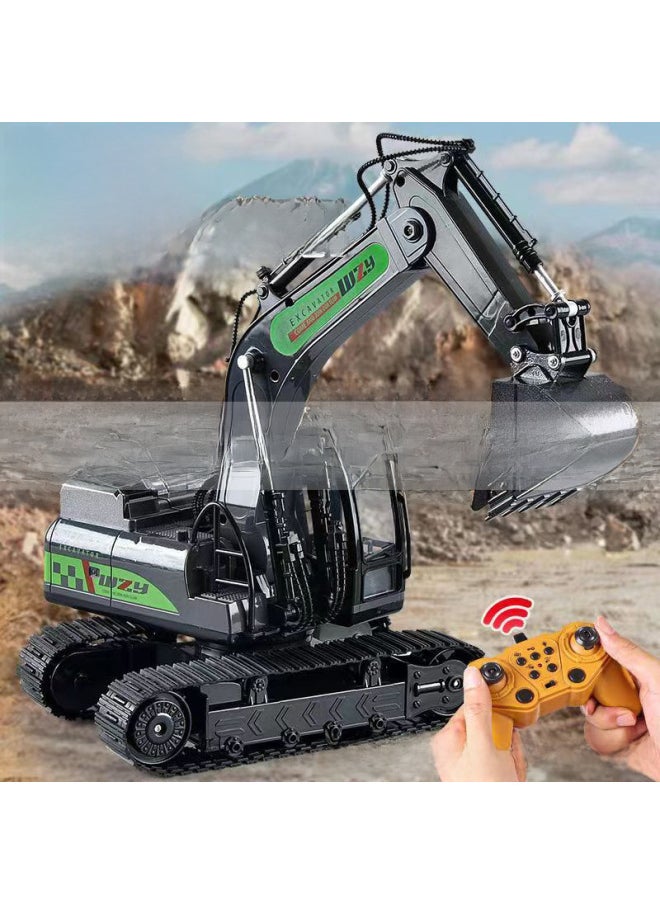 Generic Yuan Alloy Children's Remote Control Excavator Simulation Electric Excavator Car Engineering Toy Car-Color:9-way Yellow Dump Truck-mail Order Box [alloy Bucket] Alloy-Proportion:Full [3 Body Batteries]]  - Image 3