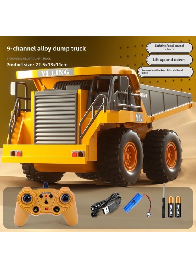 Generic Yuan Alloy Children's Remote Control Excavator Simulation Electric Excavator Car Engineering Toy Car-Color:9-way Yellow Dump Truck-mail Order Box [alloy Bucket] Alloy-Proportion:Full [3 Body Batteries]]  - Image 1