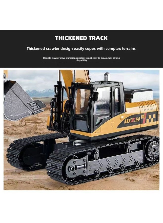 Generic Yuan Alloy Children's Remote Control Excavator Simulation Electric Excavator Car Engineering Toy Car-Color:9-way Yellow Dump Truck-mail Order Box [alloy Bucket] Alloy-Proportion:Full [3 Body Batteries]]  - Image 4