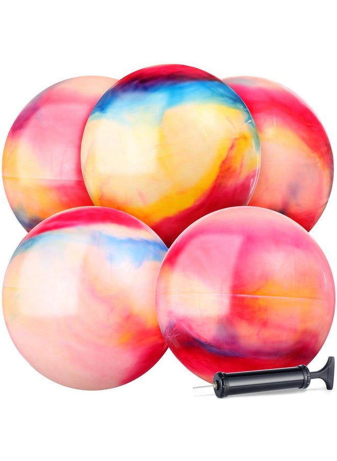 Chumia Chumia 18 Inch Fun Bouncy Balls 5 Pcs Rubber Inflatable Beach Ball Bouncing Sensory Balls with Hand Air Pump for Park Backyard Beach Indoor Outdoor Games Party Favors (Multicolor)  - Image 1