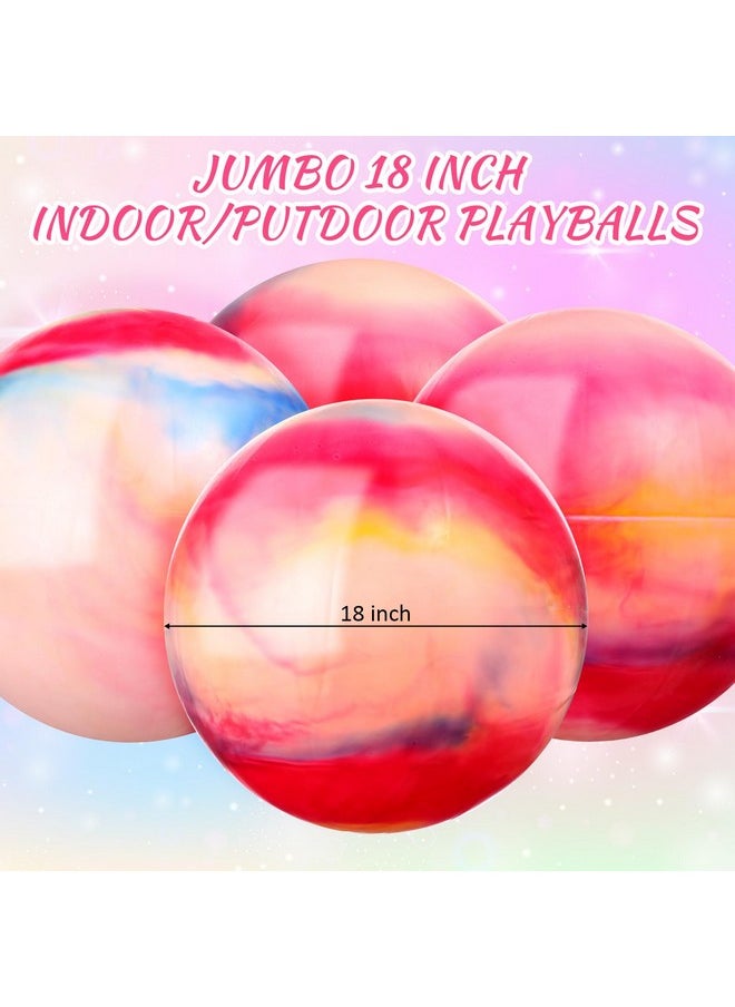 Chumia Chumia 18 Inch Fun Bouncy Balls 5 Pcs Rubber Inflatable Beach Ball Bouncing Sensory Balls with Hand Air Pump for Park Backyard Beach Indoor Outdoor Games Party Favors (Multicolor)  - Image 3