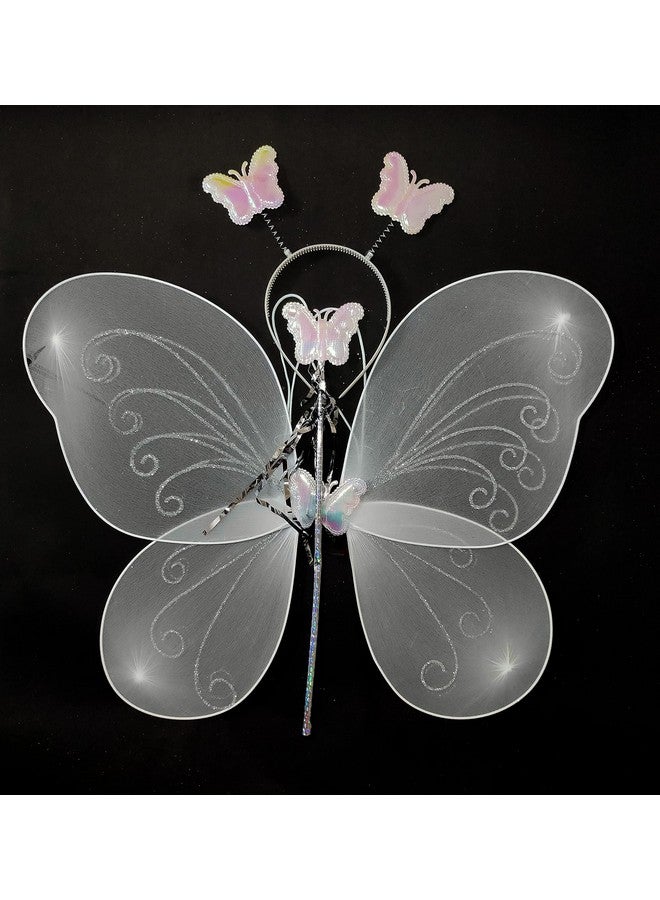 Generic Chuz N Pick Elegant Butterfly Shaped Wings Best Suitable for Girls (Little Kids) Consist of a Fancy Butterfly Wing with a Butterfly Head Band and a Magic Stick (White)  - Image 2