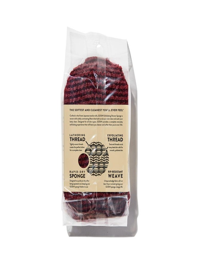 GOSHI Exfoliating Shower Sponge - Rip-Resistant, Rapid-Drying Exfoliating Bath Sponge for All Skin Types - Brick Red - Made in Japan - Image 2