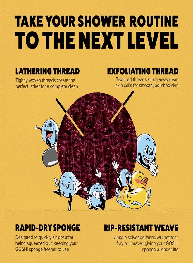 GOSHI Exfoliating Shower Sponge - Rip-Resistant, Rapid-Drying Exfoliating Bath Sponge for All Skin Types - Brick Red - Made in Japan - Image 5