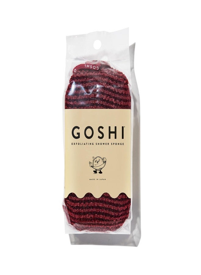 GOSHI Exfoliating Shower Sponge - Rip-Resistant, Rapid-Drying Exfoliating Bath Sponge for All Skin Types - Brick Red - Made in Japan - Image 1