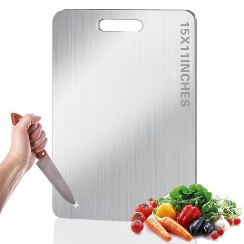 BLOCE Titanium Cutting Board for Kitchen Stainless Non Stick Chopping Board Upgrade Double Sided FoodGrade Titanium Board for Kitchen for Meat Cheese Vegetable A