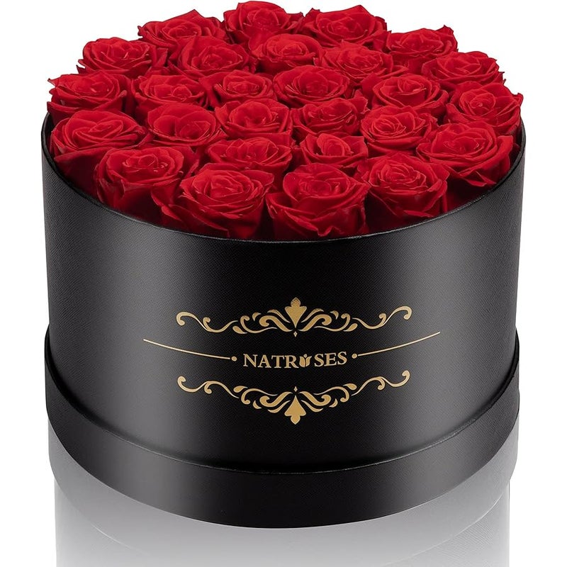 NATROSES Gifts for Her 27 Piece Forever Preserved Roses in a Box, Preserved Flowers for Delivery Birthday, Flowers Gifts for Mothers Day, Red - Image 1