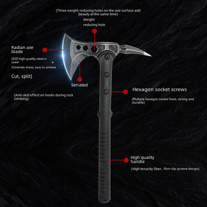 Multi-functional Tactical Axe Mountain Cutting Edge Hand Axe Knife Outdoor Self-defense Survival Weapon Special Cupwood Cutting Engineering Axe(Fighting Tactical Axe) - Image 4