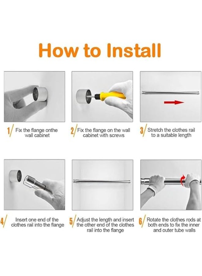 Munkan Adjustable Stainless Steel Extendable Curtain Rod, 56 - 100cm, Telescopic Clothes Rail Pole with End Sockets & Screws and Rust Resistant for Wardrobe, Shower, Balcony, Windows ( 56 - 100cm ) - Image 4