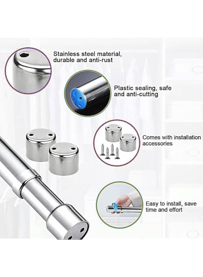 Munkan Adjustable Stainless Steel Extendable Curtain Rod, 56 - 100cm, Telescopic Clothes Rail Pole with End Sockets & Screws and Rust Resistant for Wardrobe, Shower, Balcony, Windows ( 56 - 100cm ) - Image 5