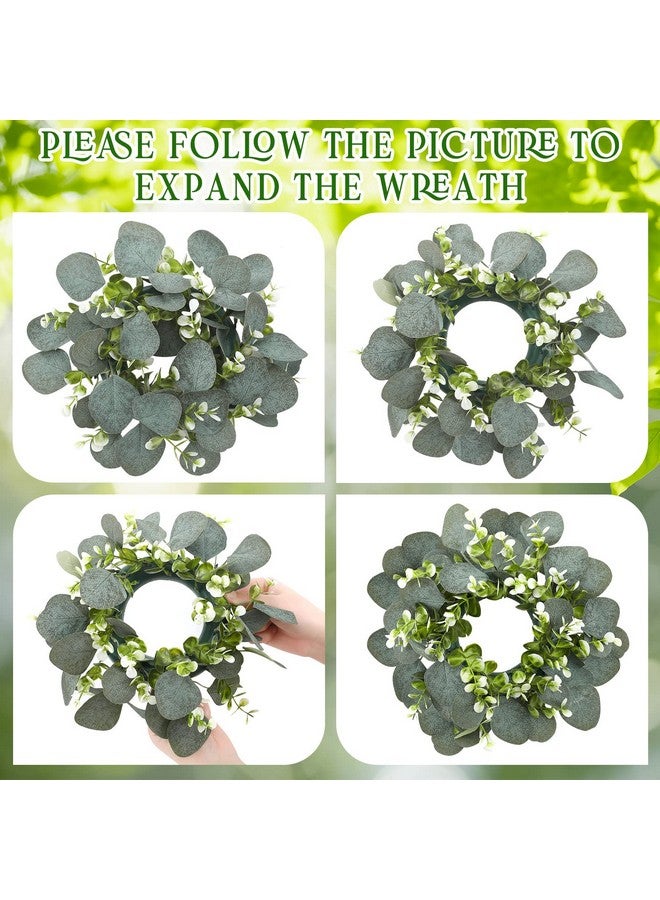 Panelee Panelee 20 Pcs Wedding Candle Rings Wreaths Green Eucalyptus Leaves Artificial Leaf Boho Candle Pillars Holder(Elegant Eucalyptus Leaf)  - Image 3