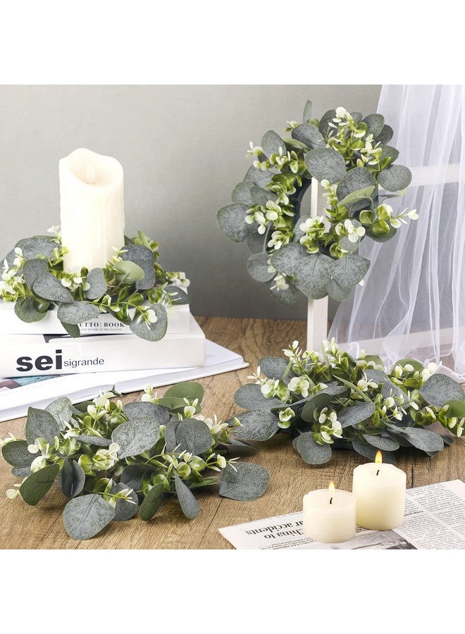 Panelee Panelee 20 Pcs Wedding Candle Rings Wreaths Green Eucalyptus Leaves Artificial Leaf Boho Candle Pillars Holder(Elegant Eucalyptus Leaf)  - Image 4