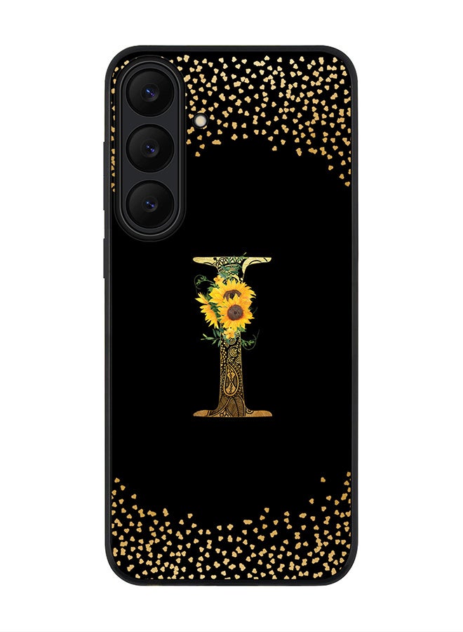 Stylizedd For Samsung Galaxy S25 FE Case,Slim fit Camera Protection, Shockproof Thin Phone cover  - Custom Floral Monogram - I ( Black )