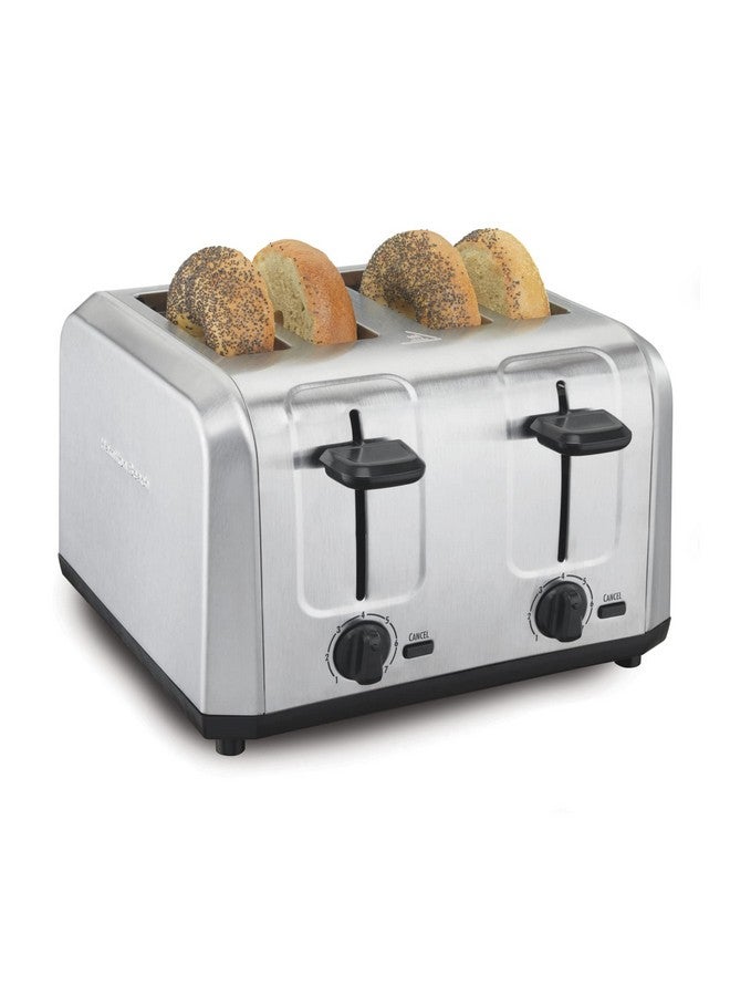 Hamilton Beach Hamilton Beach 4 Slice Toaster with Extra Wide Slots for Bagels, Shade Selector, Toast Boost, Slide-Out Crumb Tray, Auto-Shutoff and Cancel Button, Brushed Stainless Steel (24910)  - Image 1