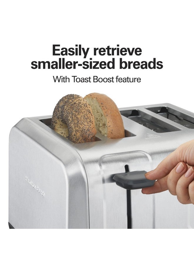 Hamilton Beach Hamilton Beach 4 Slice Toaster with Extra Wide Slots for Bagels, Shade Selector, Toast Boost, Slide-Out Crumb Tray, Auto-Shutoff and Cancel Button, Brushed Stainless Steel (24910)  - Image 3