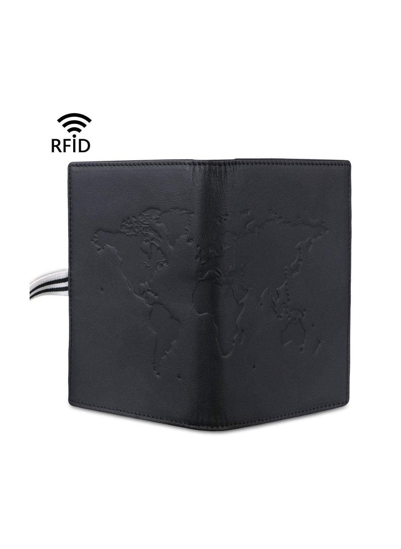 SYOSI Passport Covers, Genuine Leather Passport Wallets, RFID Blocking Case Cover, Passport and Card Holders for Men&Women Travel Accessory, Credit Card, Ticket, Cashes (Black)  - Image 2