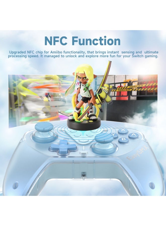 Classic Gamepad EasySMX T39 Switch Controller Bluetooth Gaming Controller Compatible with Switch/Switch Lite/OLED with Protective Case/TURBO Burst Function & Screenshot Function/NFC Function/Precise Direction Control Design & Lock Function/6-Axis Gyro Motion Control/Hall Sensor Joystick/4-Level Vibration Feedback/One Key Wake Up 600mAh Battery Paly for 21 hours Light Weight Ergonomics 9 Colors RGB Lighting